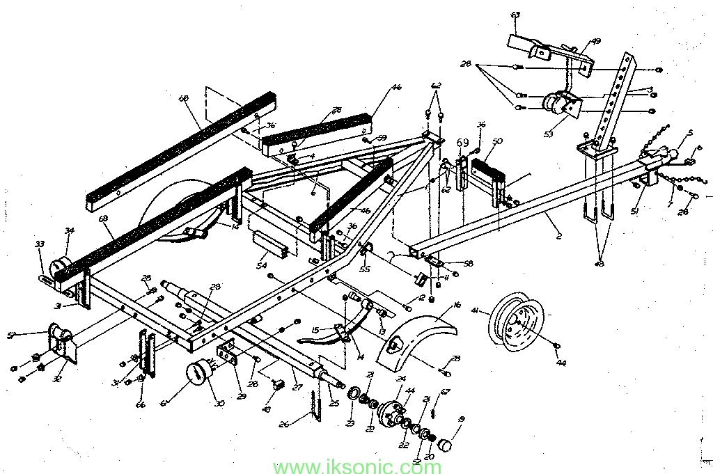 Drawing of BOAT TRAILER Diagram and Parts List for SEARS Boat-Accessory-Parts model china supplier