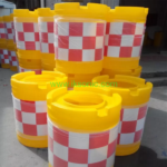 Rotational moulding road safety crash barrier