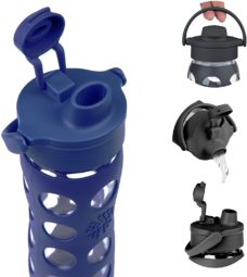 OEM factory Silicone Sleeve Glass Water Bottle BPA-Free Rubber