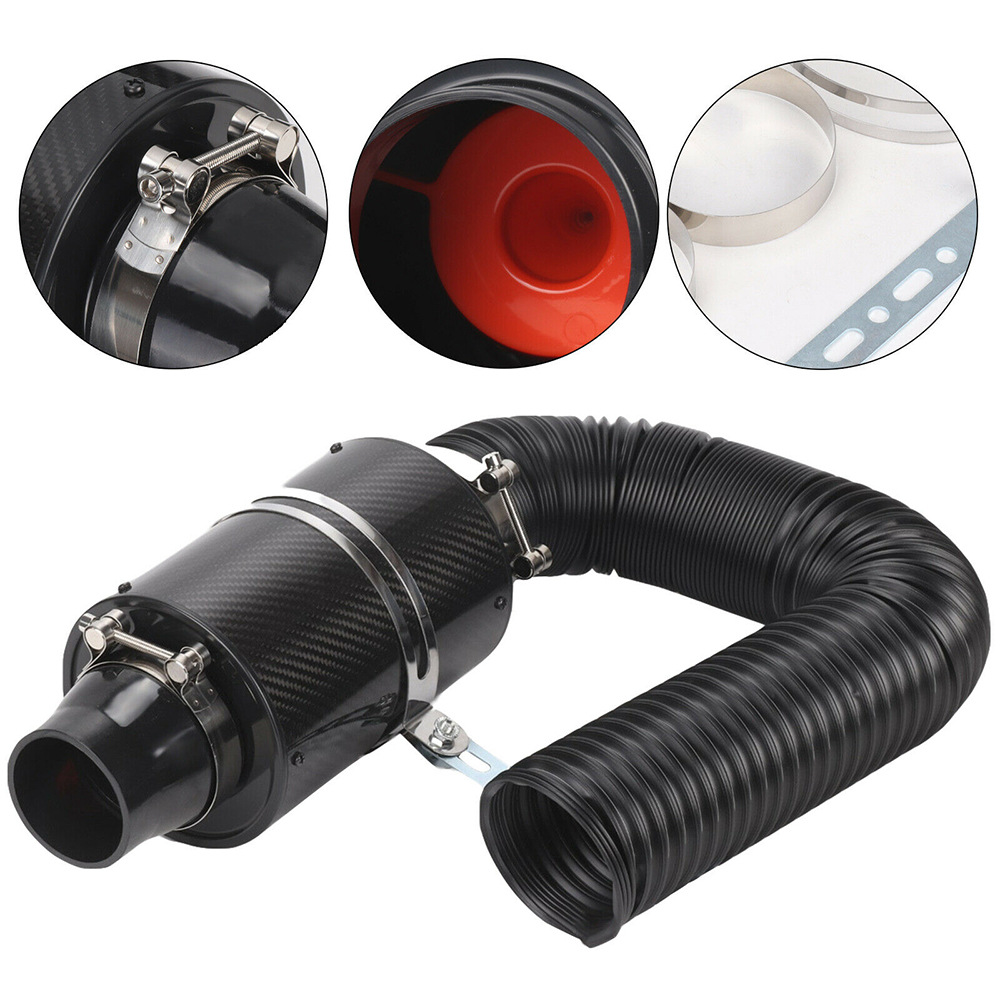 Carbon fiber car cold air filter 3 inch universal feed closed intake