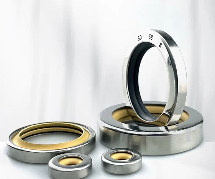 Yellow plastic lip PTFE Teflon Oil Seals for Air Compressors - Double Lip High Temperature Resistant Stainless Steel Sealing Rings