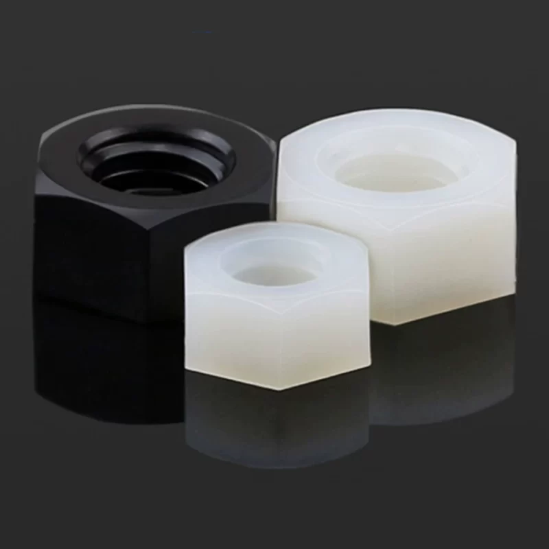 Polyamide hexagonal nuts, Nylon PA66 black and white plastic nuts bolt high-strength insulating plastic screw caps, M2, M2.5 - M39