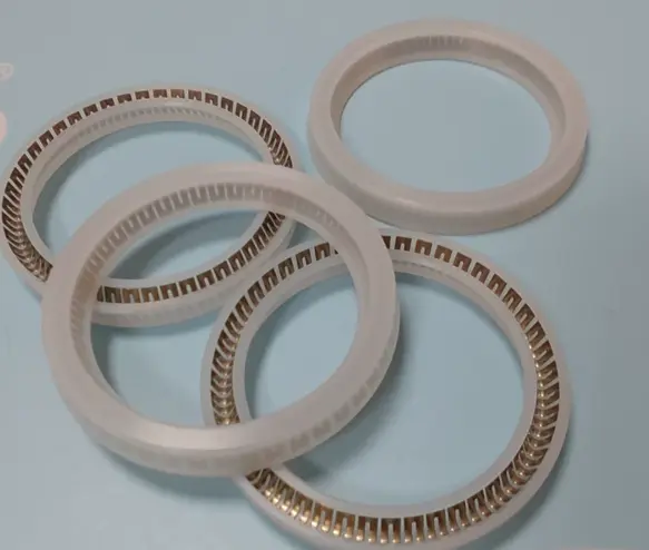 White Plastic IKSONIC Factory Direct PTFE Spring Seal V Type U Type Corrosion Resistant Sealing Ring Custom Carbon Fiber PTFE Seal Ring V U Spring Energized Industrial Sealing Part