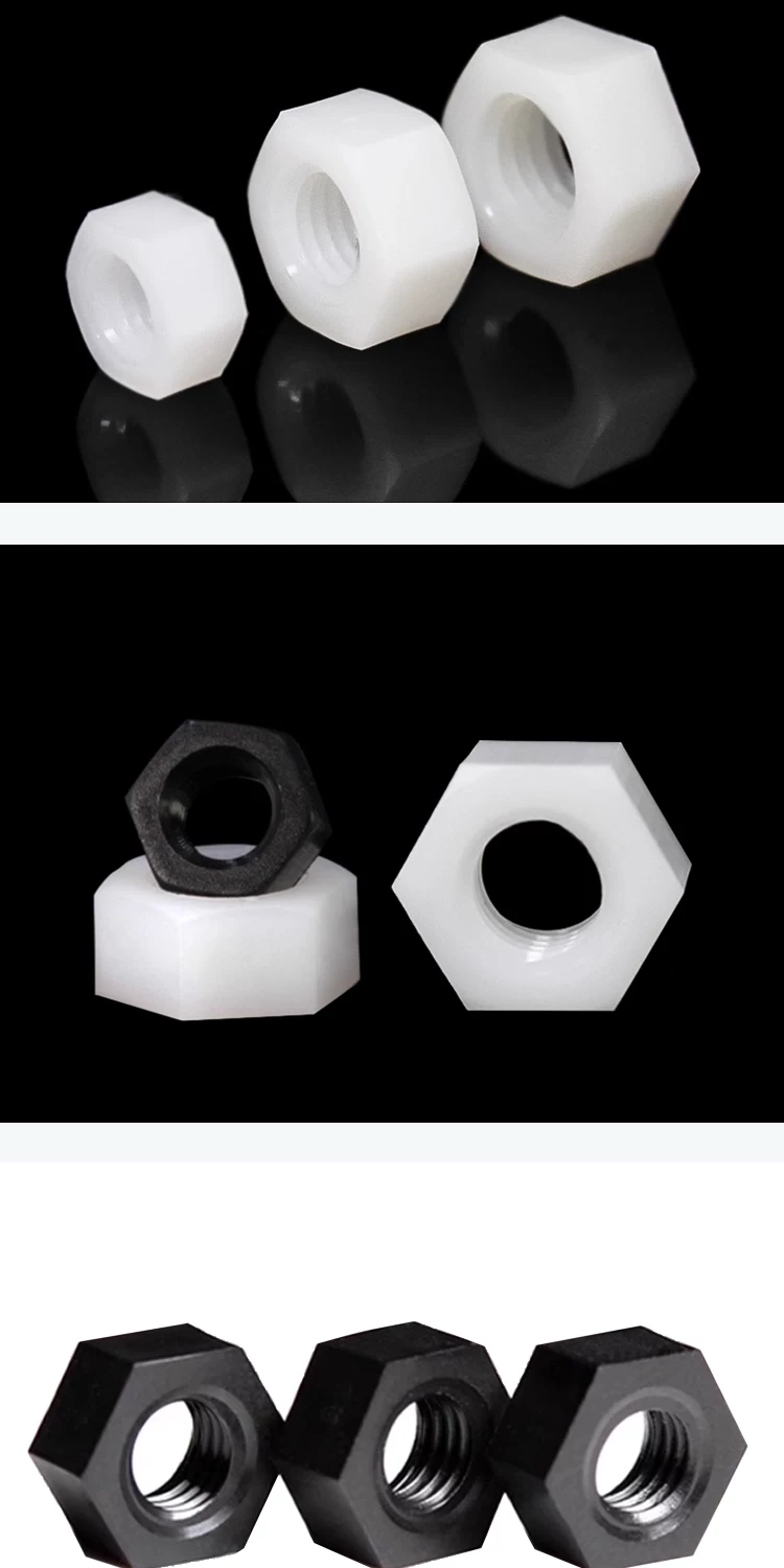 Black/White Nylon Hex Nut Insulated Plastic Nut M2 to M12 by IKSONIC CO., LTD. China factory manufacturer supplier