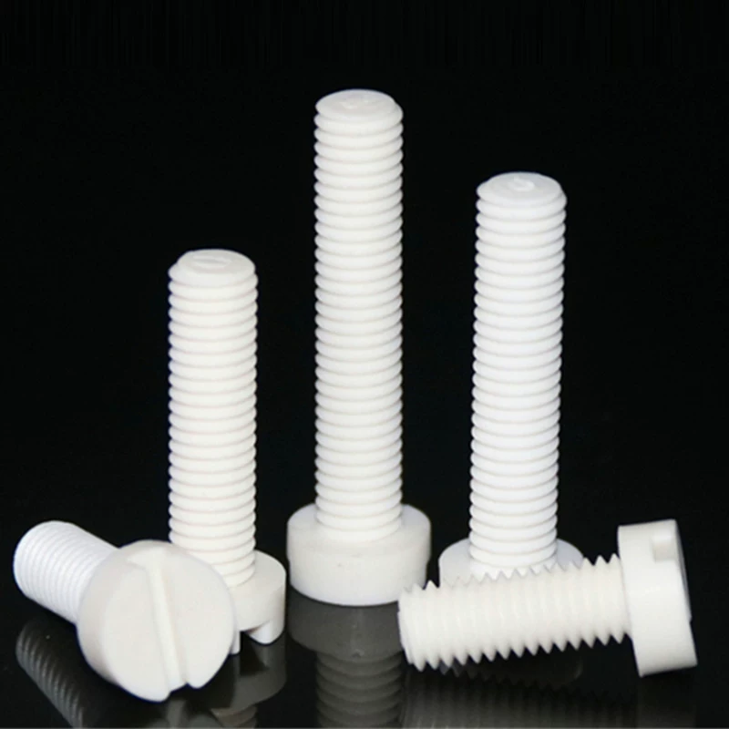 High Temperature PTFE Slotted Hex Head Plastic Screws M3 M5 M6 M10 - Corrosion Resistant Teflon Fasteners by IKSONIC CO., LTD. China factory manufacturer supplier