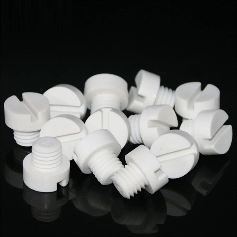 High Temperature PTFE Slotted Hex Head Plastic Screws M3 M5 M6 M10 - Corrosion Resistant Teflon Fasteners by IKSONIC CO., LTD. China factory manufacturer supplier