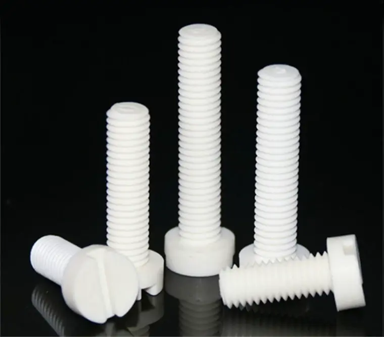 High Temperature PTFE Slotted Hex Head Plastic Screws M3 M5 M6 M10 - Corrosion Resistant Teflon Fasteners by IKSONIC CO., LTD. China factory manufacturer supplier
