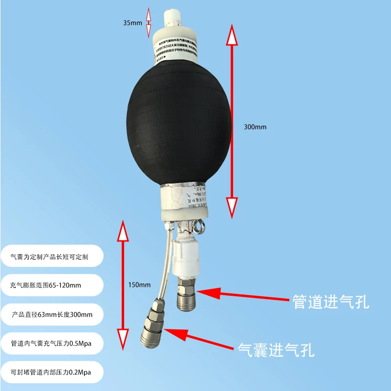 Inflatable Pipe Plug Test Bladder Variable Diameter Sealing Equipment by IKSONIC CO., LTD. China factory manufacturer supplier