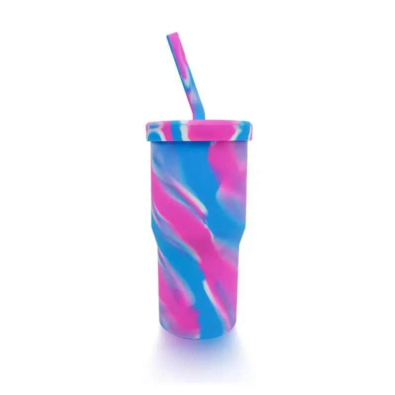 Amazon New 950ml Silicone Straw Cup Camouflage Outdoor Portable Anti-Drop Water Bottle by IKSONIC CO., LTD. China factory manufacturer supplier