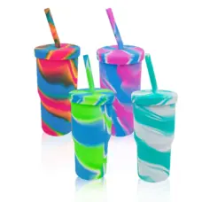 Amazon New 950ml Silicone Straw Cup Camouflage Outdoor Portable Anti-Drop Water Bottle by IKSONIC CO., LTD. China factory manufacturer supplier