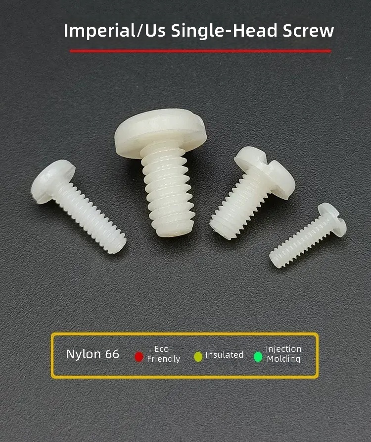 American British Plastic Screw Nylon Insulated Round Head Slotted Machine Screw Nut 4-40 6-32 8-32 10-24 by IKSONIC CO., LTD. China factory manufacturer supplier