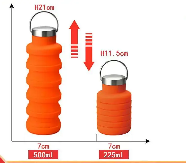 Food Grade Silicone Cup Collapsible Travel Water Bottle for Outdoor Sports by IKSONIC CO., LTD. China factory manufacturer supplier