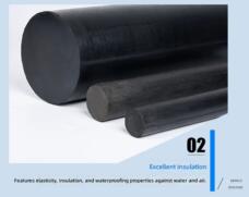 High Elasticity NBR Rubber Rod Solid Cylinder Oil Resistant Wearproof Vulcanized Hard Rubber Roller by IKSONIC CO., LTD. China factory manufacturer supplier