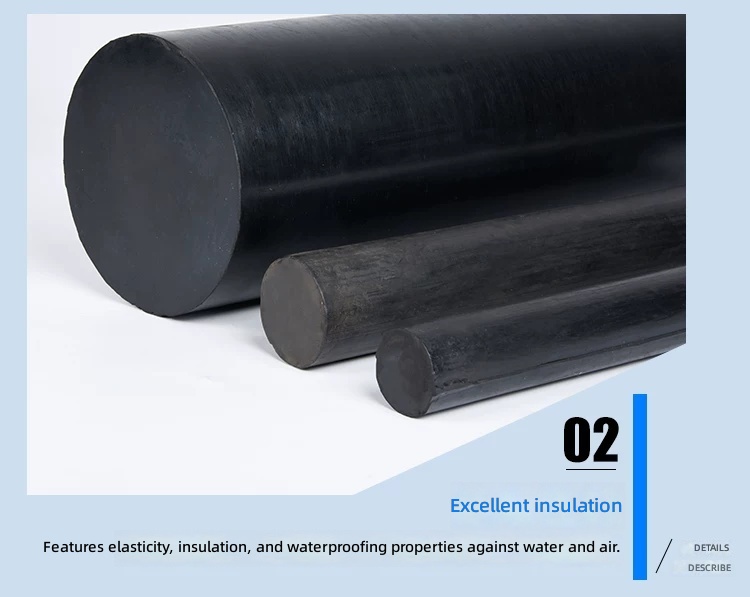 High Elasticity NBR Rubber Rod Solid Cylinder Oil Resistant Wearproof Vulcanized Hard Rubber Roller by IKSONIC CO., LTD. China factory manufacturer supplier