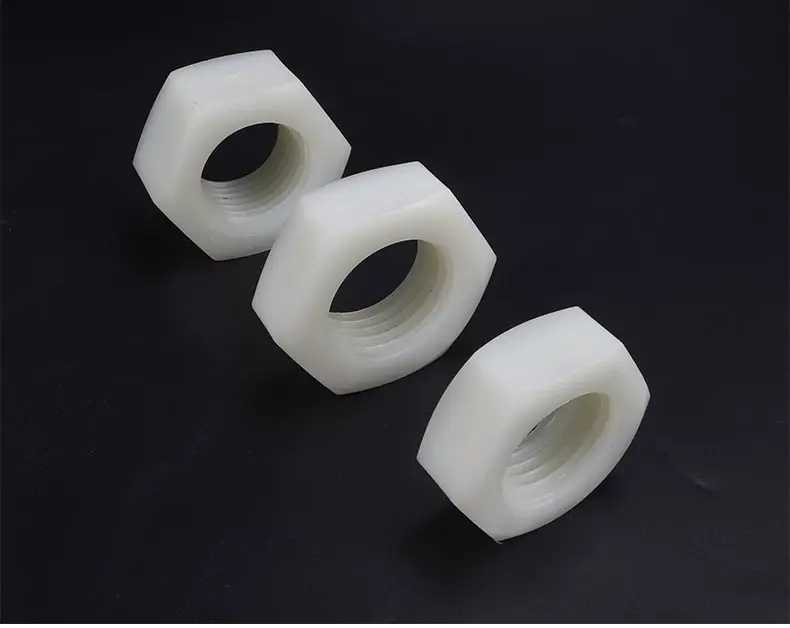 Nylon Hex Plastic Nut White PA Wind Power Anti-Loose Lock Nut by IKSONIC CO., LTD. China factory manufacturer supplier