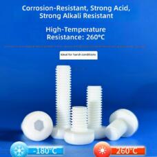 PTFE Pan Head Hexagon Socket Screws M2 M3 M4 High Temperature Corrosion Resistant Teflon Fasteners by IKSONIC CO., LTD. China factory manufacturer supplier