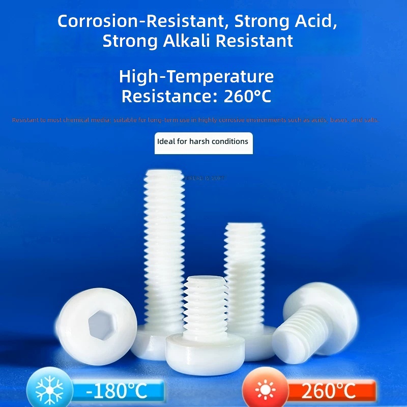 PTFE Pan Head Hexagon Socket Screws M2 M3 M4 High Temperature Corrosion Resistant Teflon Fasteners by IKSONIC CO., LTD. China factory manufacturer supplier