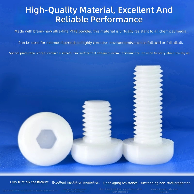 PTFE Pan Head Hexagon Socket Screws M2 M3 M4 High Temperature Corrosion Resistant Teflon Fasteners by IKSONIC CO., LTD. China factory manufacturer supplier