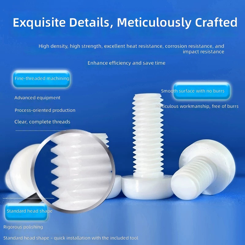 PTFE Pan Head Hexagon Socket Screws M2 M3 M4 High Temperature Corrosion Resistant Teflon Fasteners by IKSONIC CO., LTD. China factory manufacturer supplier