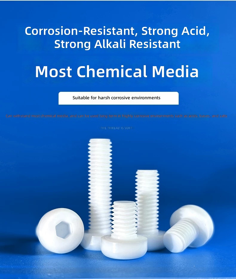 PTFE Pan Head Hexagon Socket Screws M2 M3 M4 High Temperature Corrosion Resistant Teflon Fasteners by IKSONIC CO., LTD. China factory manufacturer supplier