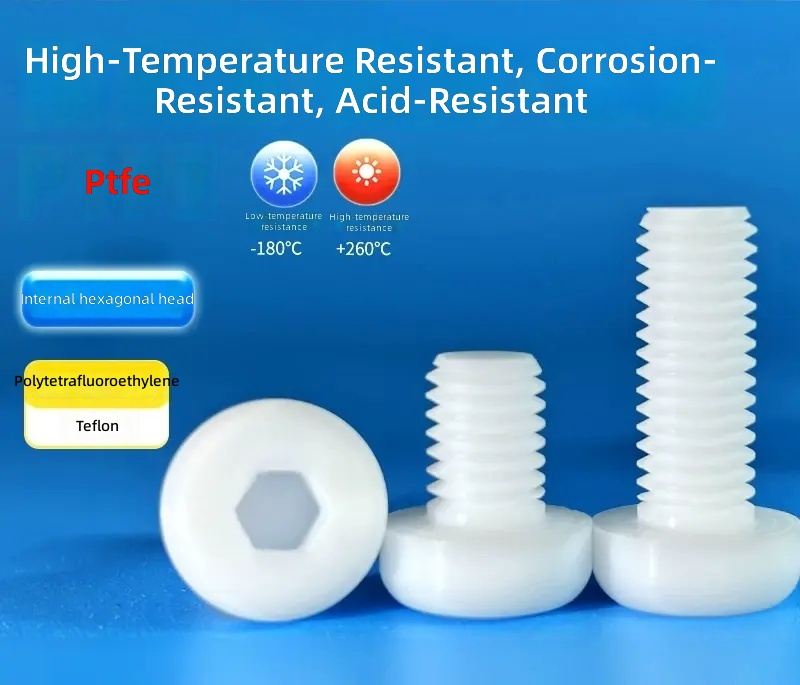 PTFE Pan Head Hexagon Socket Screws M2 M3 M4 High Temperature Corrosion Resistant Teflon Fasteners by IKSONIC CO., LTD. PTFE Pan Head Hexagon Socket Screws M2 M3 M4 High Temperature Corrosion Resistant Teflon Fasteners by IKSONIC CO., LTD. China factory manufacturer supplier