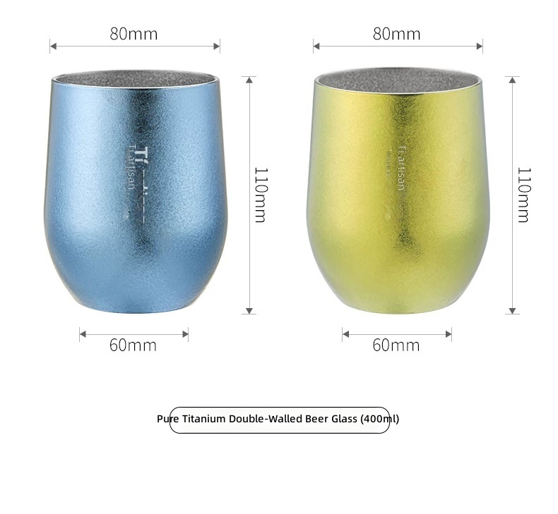 Titanium Pure Double Wall Camping Cup - Outdoor Beer Mug & Coffee Cup by IKSONIC CO., LTD. China factory manufacturer supplier