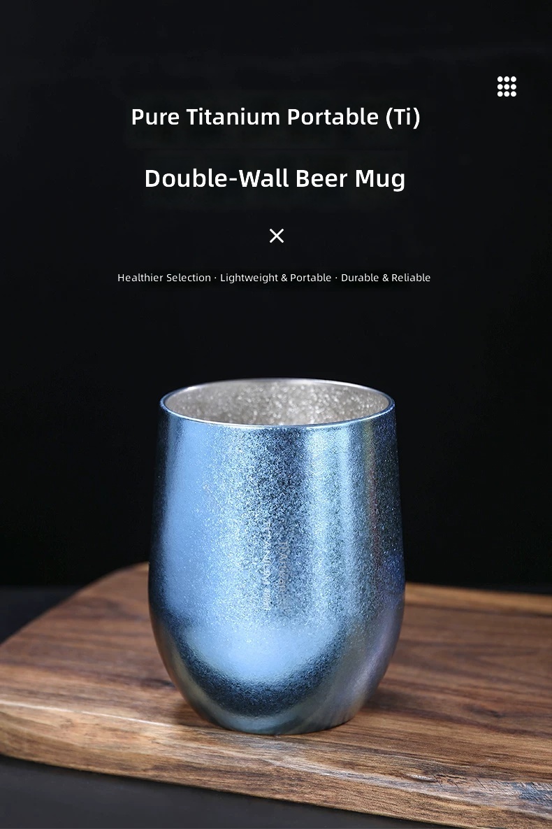 Titanium Pure Double Wall Camping Cup - Outdoor Beer Mug & Coffee Cup by IKSONIC CO., LTD. China factory manufacturer supplier