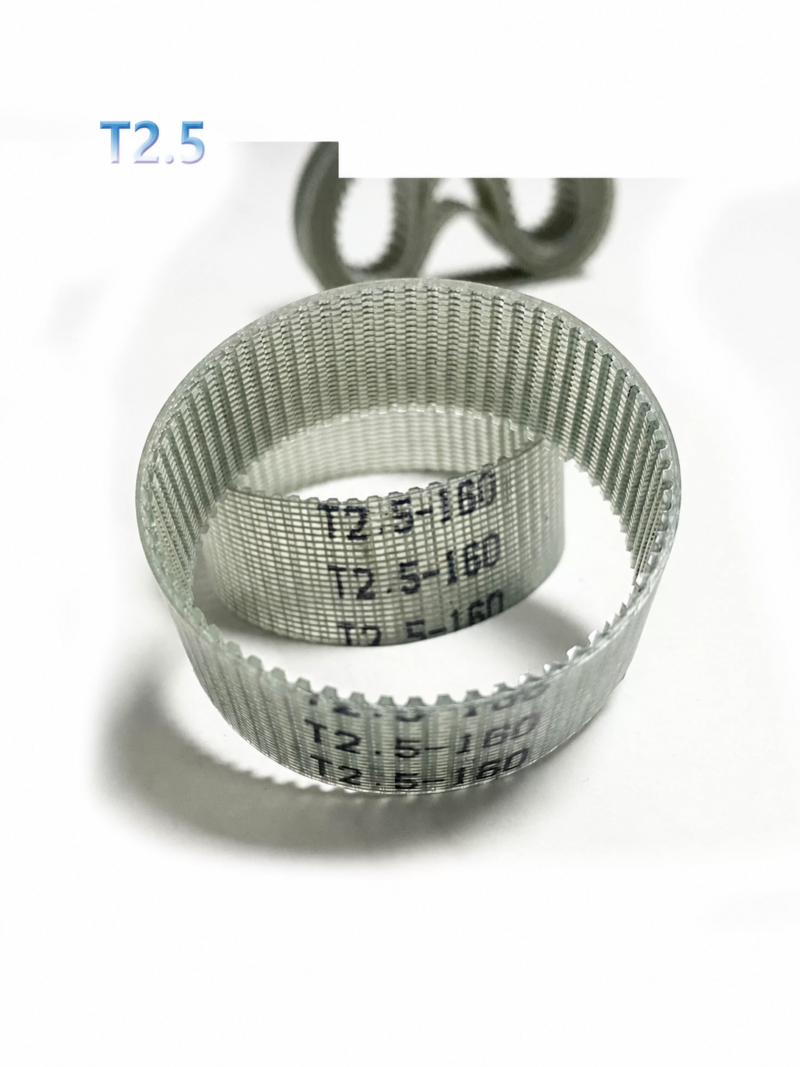 IKSONIC-T2-5-PU-Timing-Belt-Main-View IKSONIC T2.5 polyurethane timing belts with visible inner teeth and reinforcement grid, main product view.