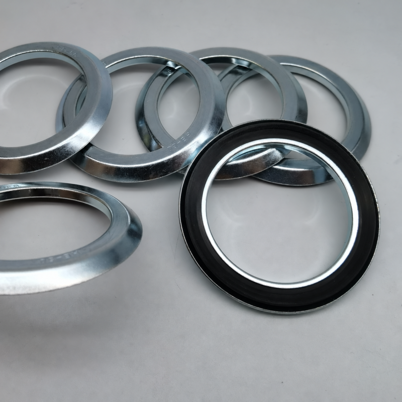 Assorted SES-branded RE motor oil seals supplied by IKSONIC, with overlapping silver metal faces and a black-lipped seal in the foreground.