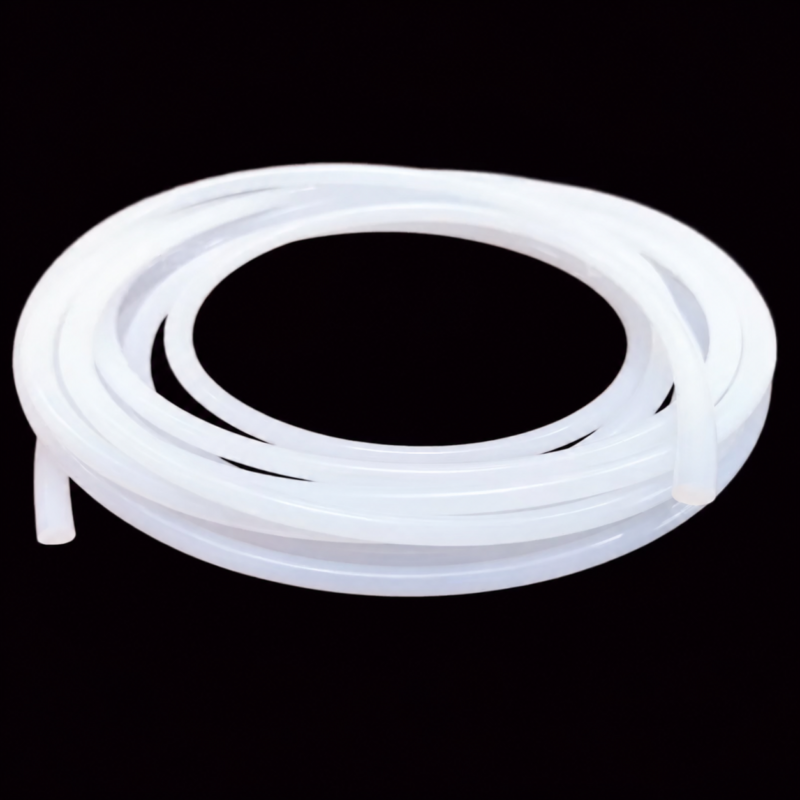 Translucent white solid silicone sealing cord arranged in a loose coil on a black background; IKSONIC China supplier product view.