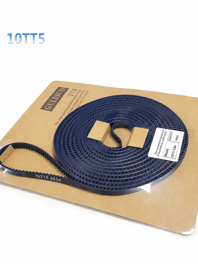Dark blue 10TT5 polyurethane timing belt coil on original packaging; IKSONIC China wholesale supplier.
