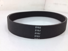 IKSONIC 210J multi-rib treadmill drive belt showing its longitudinal ribs and model markings.