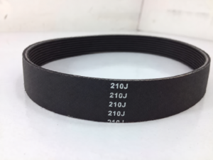 IKSONIC 210J multi-rib treadmill drive belt showing its longitudinal ribs and model markings.