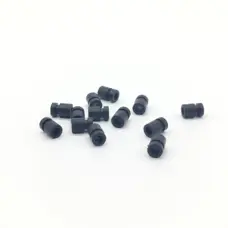 Black cylindrical damping parts with visible end bores and retention grooves, IKSONIC supplier