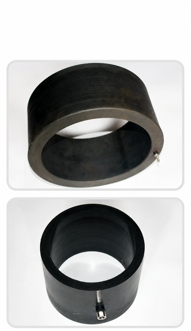 Two custom black IKSONIC inflatable seal profiles with different air connector arrangements.