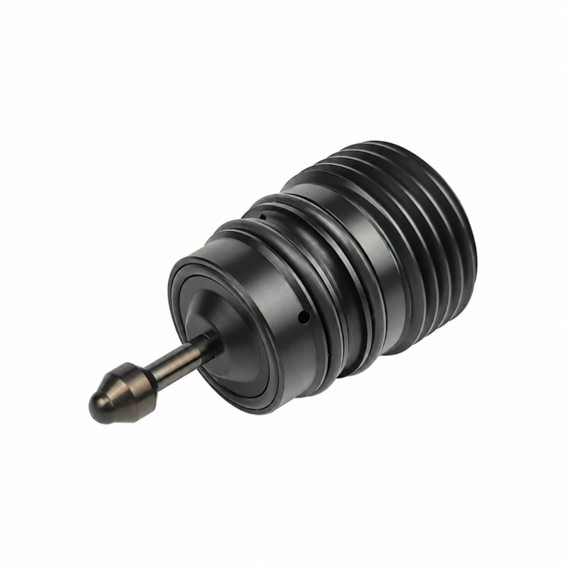 IKSONIC black grooved valve assembly - China supplier Black grooved cylindrical valve assembly with a projecting metal stem; supplied by IKSONIC in China.