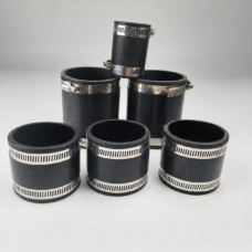 Six black straight pipe connectors with metal hose clamps; supplied by IKSONIC in China.