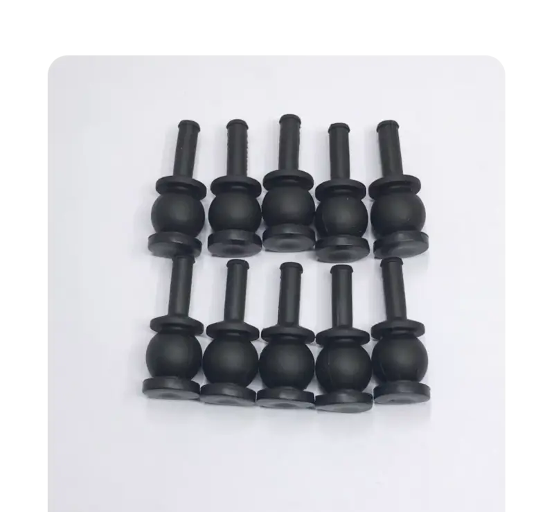 Alternate view of ten black DJI-compatible gimbal dampers in two rows, with the long mounting stems facing upward.