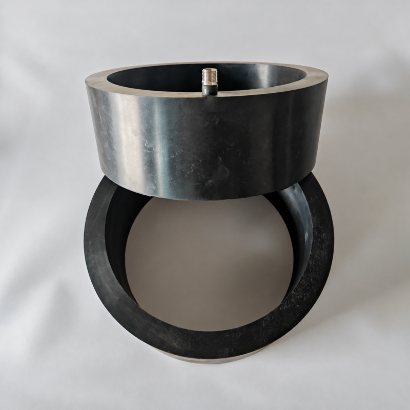 Two IKSONIC EPDM inflatable bag clamp rings with an upper threaded air connection.