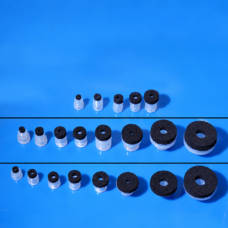 IKSONIC small-head foam vacuum suction cups arranged by profile and size.