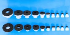 Top view of IKSONIC foam vacuum cup sizes and central contact openings.