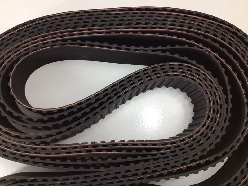 Close view of black H-profile belt teeth in folded loops, IKSONIC wholesale belt supply.