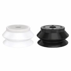 Product illustration of black NBR and white silicone IKSONIC heavy-duty vacuum cups.