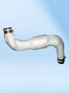 IKSONIC China supplier high-silica sleeve shown around a curved pipe as an application example; pipe and clamps are not included.