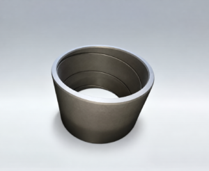 IKSONIC graphite bushing profile showing its bore and cylindrical outer surface.