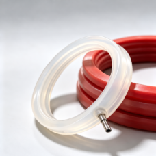 Translucent IKSONIC inflatable seal ring showing its air connector and sealing profile.