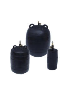 Three black IKSONIC inflatable rubber pipe plugs with valves and handles.