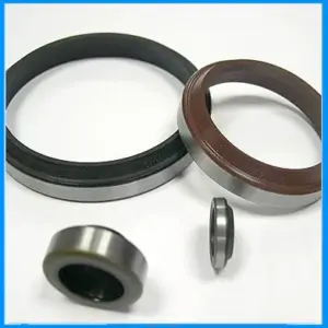 Assorted IKSONIC metal-cased rotary oil seals with black and brown sealing elements on a white background.