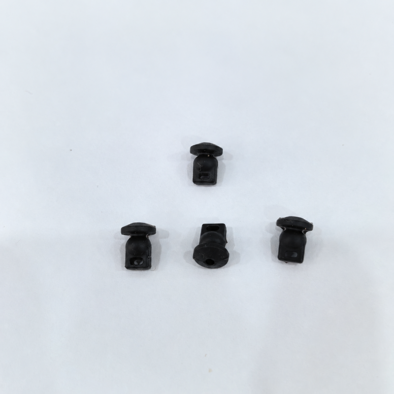 Four black gimbal damping pieces for Mini 5 Pro arranged to show their flanges and mounting openings.
