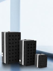 Illustration of three IKSONIC compact foam vacuum gripper sizes.
